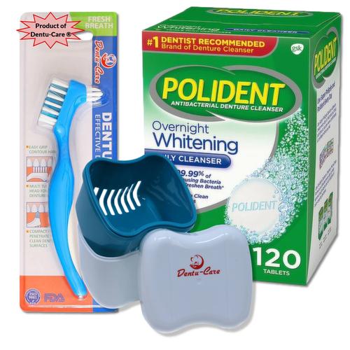 Polident Overnight Whitening Denture Cleaner Tablets 120 count With