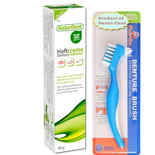 NaturDent Natural Strong Denture Adhesive with DentuCare Denture Brush