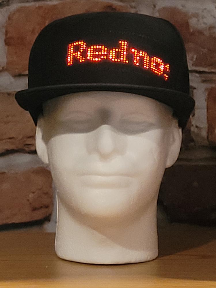 Black Baseball Cap w/ Red DIY Programmable LED Light Message Display