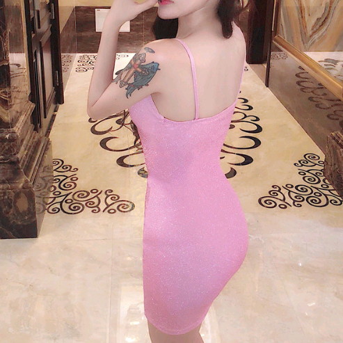 slim fit dress slacks Rose Pink Glitter One Shoulder Ruched Bodycon Dress – Pretty In Pink  Boutique, LLC main image 0