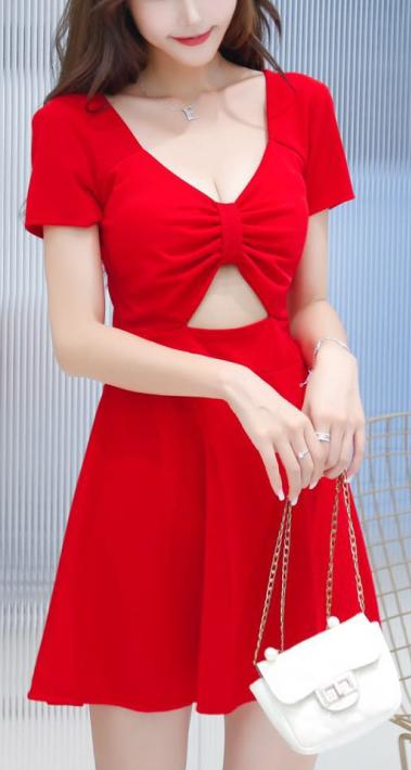 fitted lace wedding dress Zoe Babydoll Mini Dress - Red main image 0