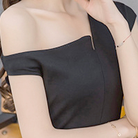 Black Asymmetric Tight Mini Dress (Sexy)