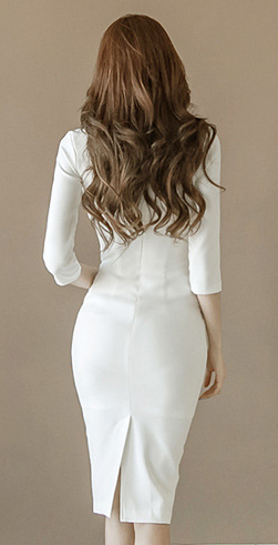 White Business Tight Midi Dress (Elegant)