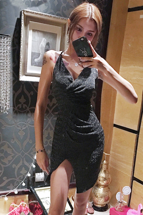 black and silver club dress Dresses | Black And Silver Bedazzled Studded Embellished Long Sleeve  Bodycon Club Dress