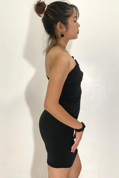 grey dress shoes with black pants Sexy Deep V Neck Halter Mini Dress Black / M main image 0