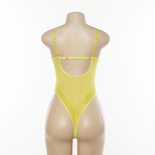 Sexy Yellow Lace Bodysuit For Night (To Become Irresistible)