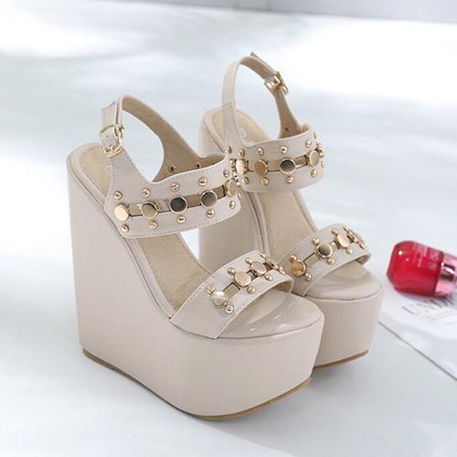beige platform wedges