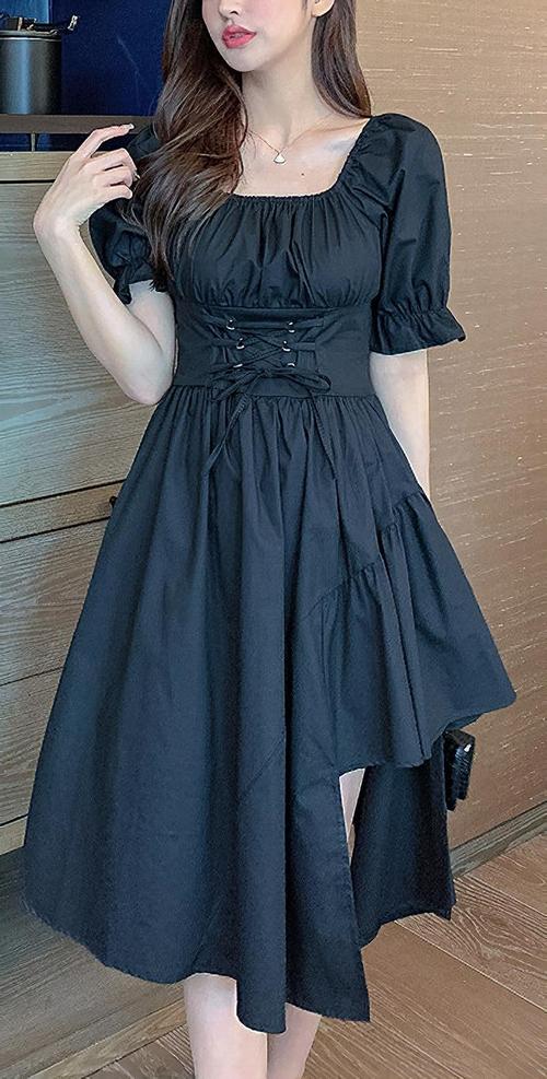 formal wedding guest dress fall 2024 Red Mesh Overlay Milkmaid Dress (XS-S)