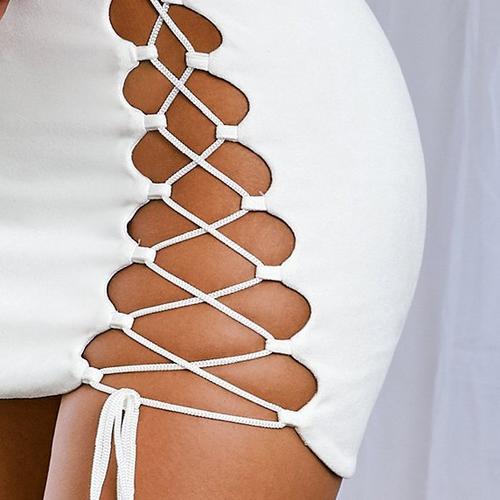 White Strappy Mini Dress Tight (Double Side Slits)
