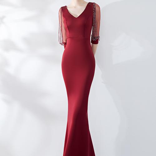 Dark Red Long Tight Maxi Evening Dress (Stunning) Dark Red Long Tight Maxi Evening Dress (Stunning)