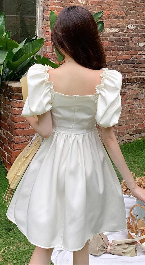 short white puffy dress Short-Sleeve Chloe Short White Party Dress