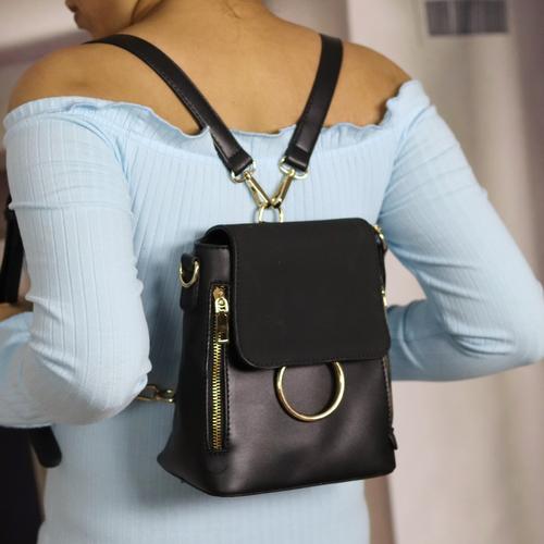 Small Black Backpack Purse Convertible (Elegant)