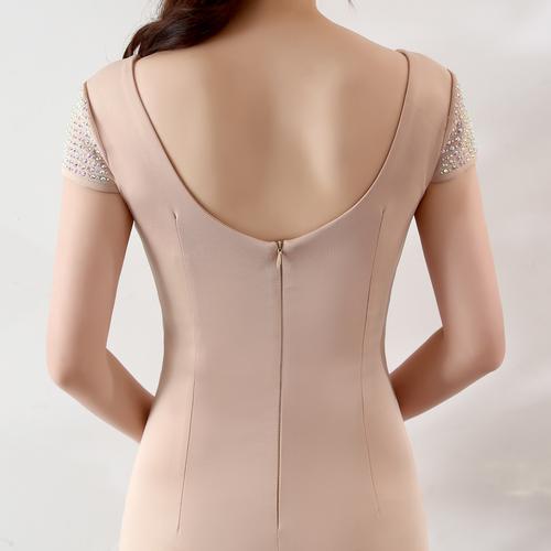 Baby Pink Champagne Long Maxi Dress Bodycon With Split