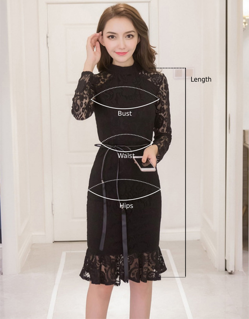 green emerald velvet dress Black Lace High Neck Long Sleeve Draped Mini Dress main image 1