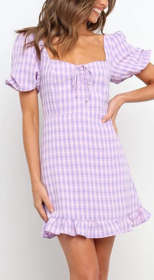 milkmaid dress purple Long Sleeve Ditsy Floral Gathered Milkmaid Dress In PURPLE