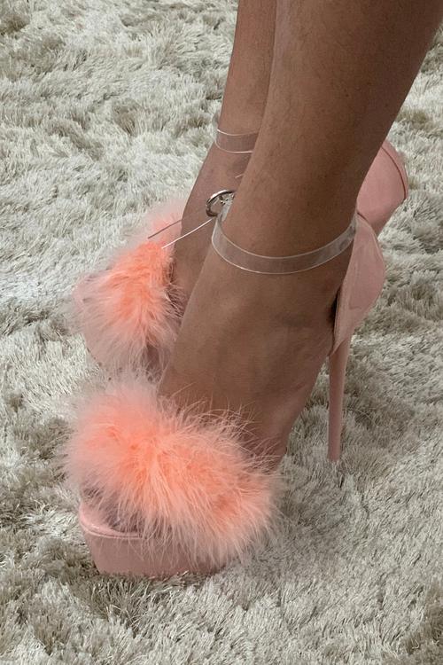 pink fuzzy high heels