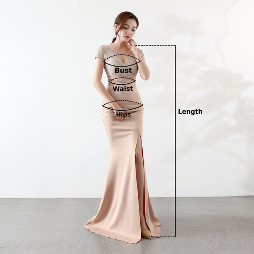 Baby Pink Champagne Long Maxi Dress Bodycon With Split