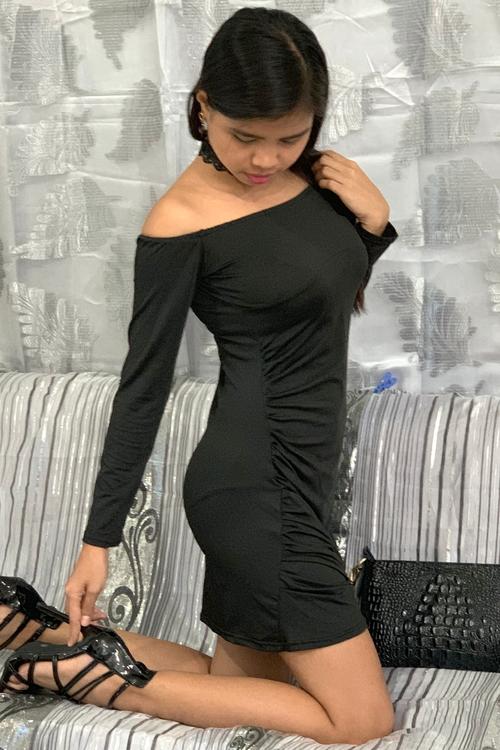 Black Tight Short Dress With Sleeves (Simple & Sexy)