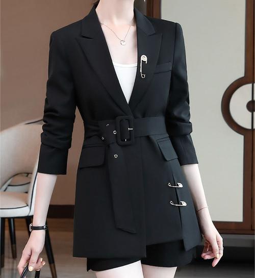 Black Stylish Belted Coat Dress (Classy)