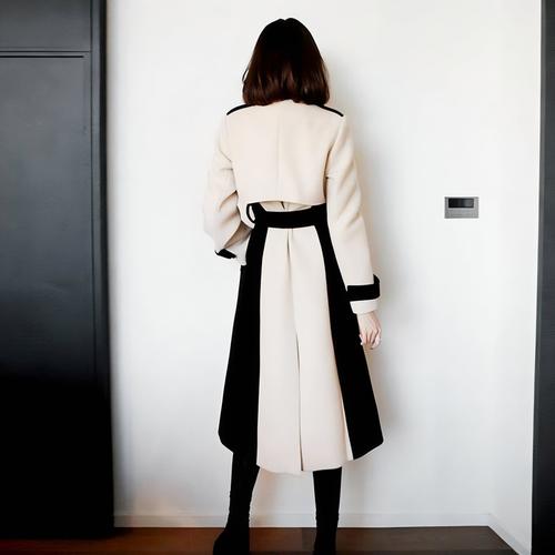 Eliza's Elegant Black White Trench Coat