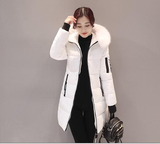 White Women's Down Parka With Fur Hood