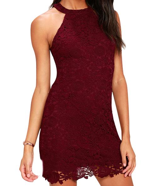 red lace sleeveless dress