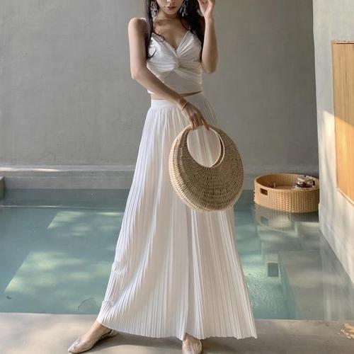 knee length dresses for ladies White Two Piece Long Fashion Wedding Dress For Elegant Brides