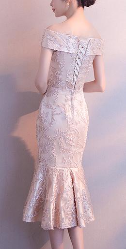 Pink Floral Off Shoulder Tight Midi Dress (Elegant)