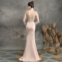 Plus Appliques High Split Fishtail Evening Dress With Short Sleeves