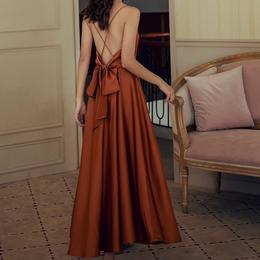 Spaghetti Strap Maxi Dress with Sweetheart Terracotta